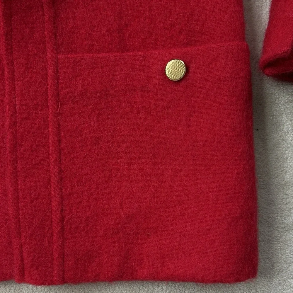 Saks Fifth Avenue Vintage Women's Small Red Boucle Coat ILGWU Mod Made In USA
